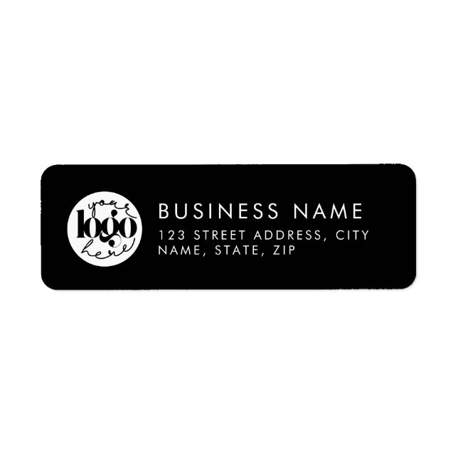Black Minimal Custom Business Logo Return Address  Label (Front)