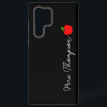 Black Minimal Custom Name Teacher Red Apple Gift Samsung Galaxy Case<br><div class="desc">This is a Black Minimal Custom Name Teacher Red Apple Gift Galaxy Phone Case!</div>
