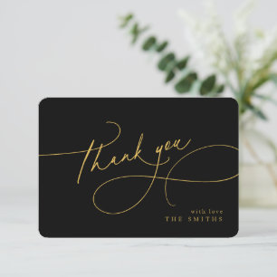 Black Minimal Elegant Script Christmas Thank You 