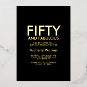Black Minimal Fifty and Fabulous 50th Birthday