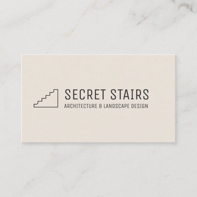 Black Minimal Logo Architecture Stairs Steps Business Card (Front)