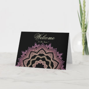 Black Minimal Mandala Welcome Wishing Card