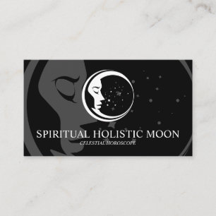 Black Minimal Modern Celestial Spiritual Moon Star Business Card