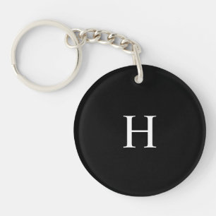 Black Minimal Modern Elegant Monogram Key Ring