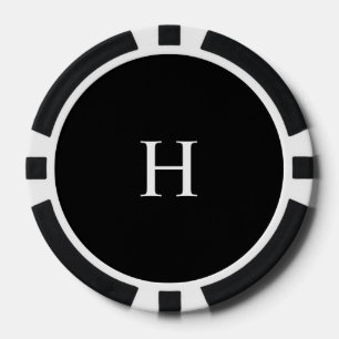 Black Minimal Modern Elegant Monogram Poker Chips