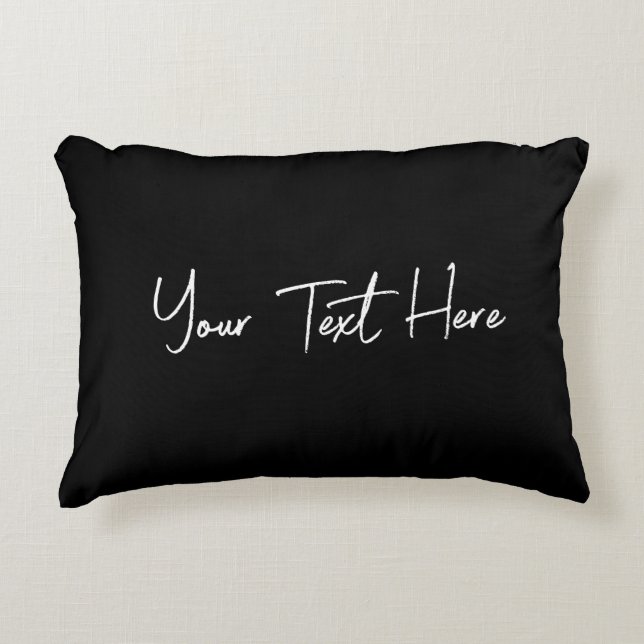 Black Minimal Modern Handwritten Custom Text  Decorative Cushion (Front)