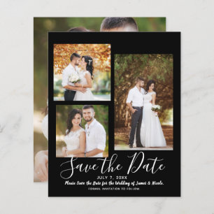 Black Minimal Modern Wedding Photo Save the Date