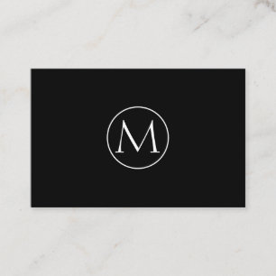 Black Minimal Monogram Business Card