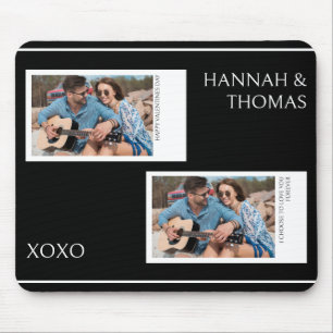 Black Minimal Valentines Day Custom Photo Mouse Pad