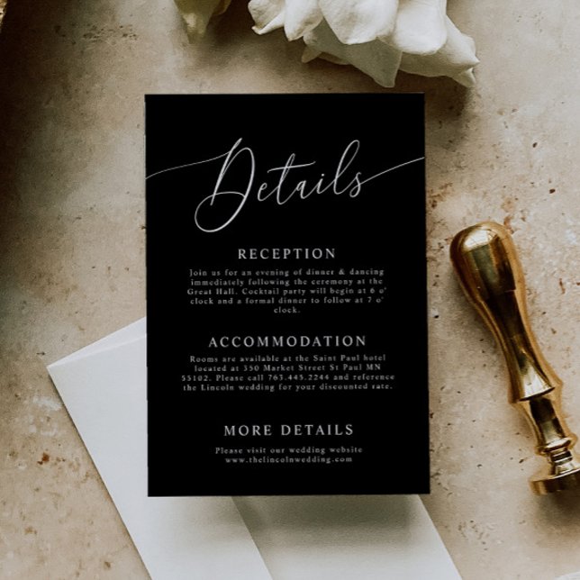 Black Minimal Wedding Details  Enclosure Card (Creator Uploaded)
