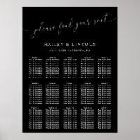 Black Minimal Wedding Seating Chart