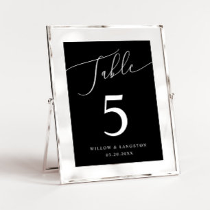 Black Minimal Wedding  Table Number