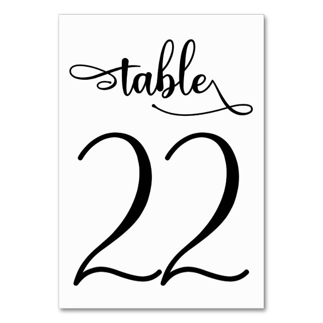 Black minimalist 3.5x5 table number | Table 22 (Back)