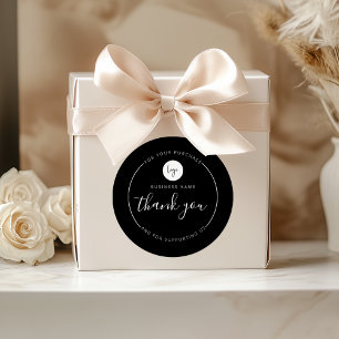 Black Minimalist Aesthetic Thank You Circle Classic Round Sticker