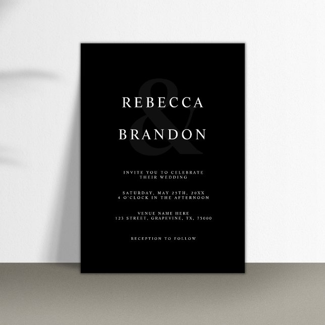 Black Minimalist Ampersand All in One Wedding Invitation (Creator Uploaded)