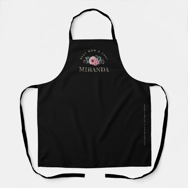 Black Minimalist Best Mom & Chef Personalized Apron (Front)