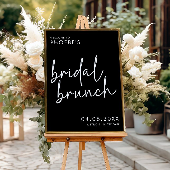 Black Minimalist Bridal Brunch Welcome Sign Poster (Creator Uploaded)