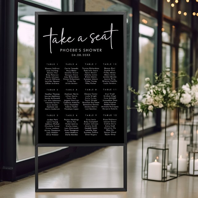 Black Minimalist Bridal Shower Seating Chart (Creator Uploaded)