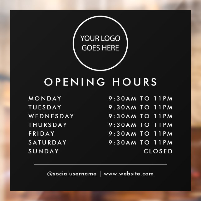 Black Minimalist Business Logo Opening Times (Sheet 2)