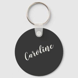 Black Minimalist Calligraphy Personalised Name Key Ring