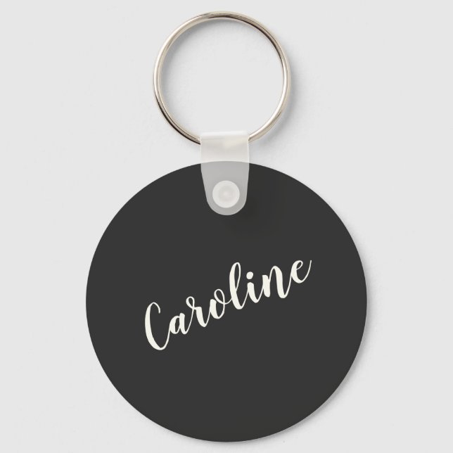 Black Minimalist Calligraphy Personalised Name Key Ring (Front)
