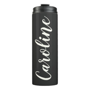  Black Minimalist Calligraphy Personalised Name  Thermal Tumbler