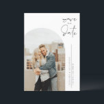 Black Minimalist Calligraphy Photo Save The Date<br><div class="desc">Announce your wedding date to family and friends with this customisable save the date card. It features minimalist calligraphy and an arched photo format. Personalise this minimalist save the date card by adding your photo and wedding details. This photo save the date announcement is also available in other colours.</div>