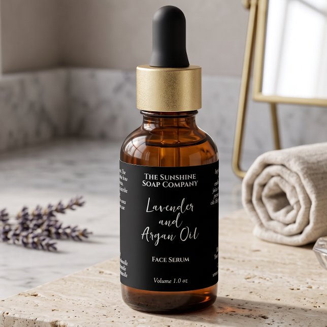 Black Minimalist Cosmetics Dropper Bottle  Label (Creator Uploaded)