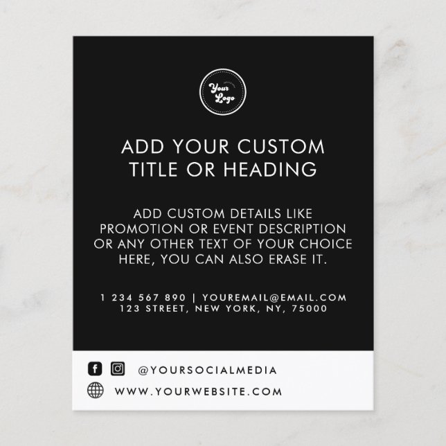 Black Minimalist Custom Business Logo Social Media Flyer (Front)