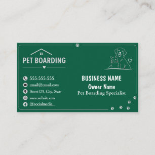 Black Minimalist Custom Pet Boarding Business Card