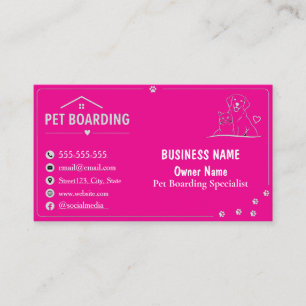 Black Minimalist Custom Pet Boarding Business Card
