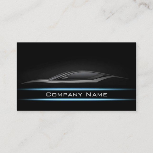 Black Minimalist Cyan Line Car Brighter Layout Business Card (Front)