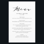Black Minimalist Dainty Script Wedding Menu Card<br><div class="desc">Customisable black script menu card featuring elegant script,  simple typography and stripes pattern. This script menu card is perfect for any wedding theme and season. Personalise by adding names,  date and menu details.</div>