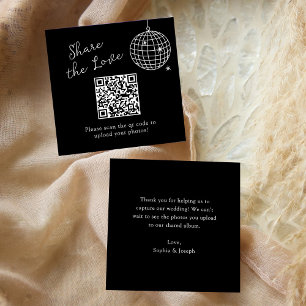 Black Minimalist Disco Ball QR Code Share the Love Enclosure Card