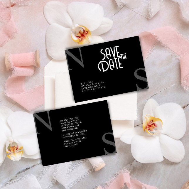 Black Minimalist & Elegant Bold Initials Wedding Save The Date (Creator Uploaded)