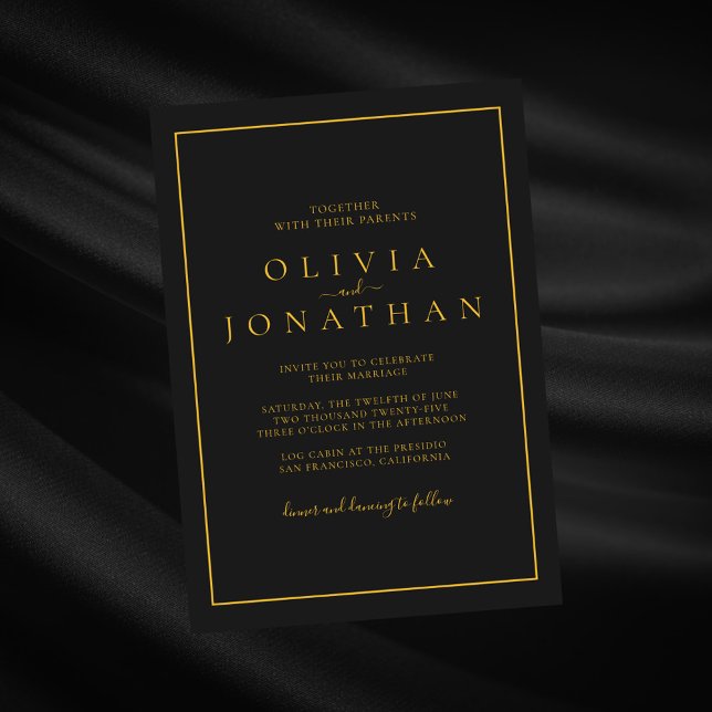Black Minimalist Elegant Wedding Invitation (Creator Uploaded)