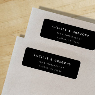 Black Minimalist First Names Return Address Label
