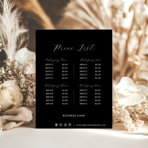 Black Minimalist Formal Simple Price List