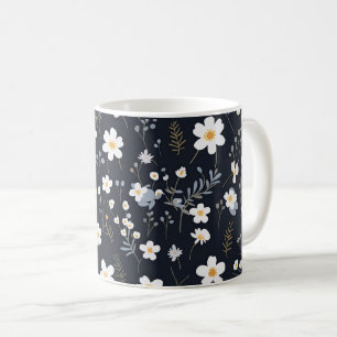 Black Minimalist Gentle Garden Wildflowers Nursery Coffee Mug