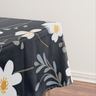 Black Minimalist Gentle Garden Wildflowers Nursery Tablecloth