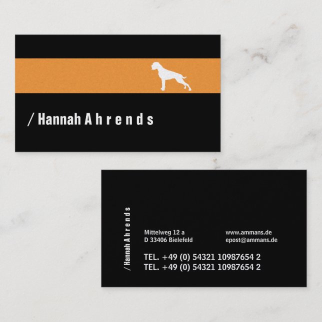 Black minimalist German Boxer Silhouette  Business Card (Front/Back)
