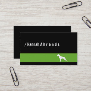 Black minimalist German Boxer Silhouette Business Card