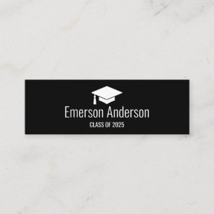 Black minimalist graduate graduation name card
