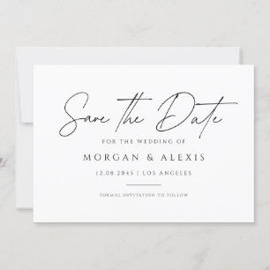 Black Minimalist Handwriting Script Save The Date