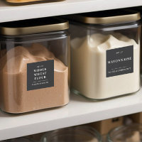 Black Minimalist Kitchen Pantry Food Storage Label