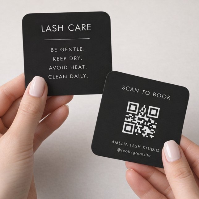 Black Minimalist Lash Care Aftercare with QR Code  (Creator Uploaded)