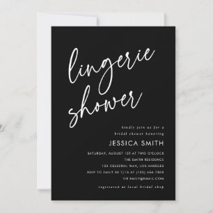 Black Minimalist Lingerie Shower Photo Invitation