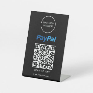 Black Minimalist Logo PayPal Scan To Pay Pedestal Sign