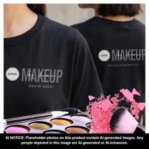 Black Minimalist Makeup Logo Employee Staff T-Shirt