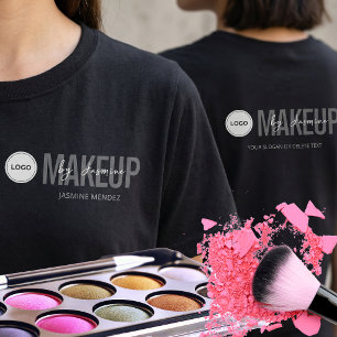 Black Minimalist Makeup Logo Employee Staff  T-Shirt